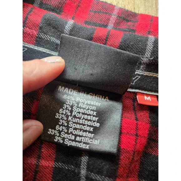 🔥 Victory Motorcycles Button‎ Down Red Black Plaid Shirt Men's Medium M - Picture 3 of 5